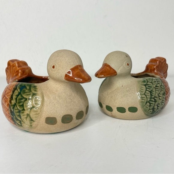 Farmhouse vintage rustic farm primitive cottage clay ceramic ducks birds SET 2 - Picture 1 of 14